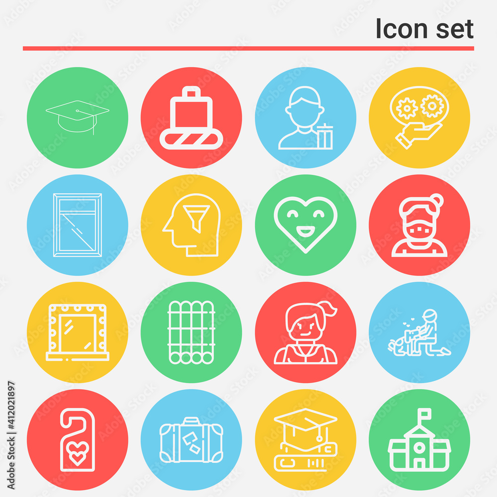 16 pack of looking  lineal web icons set