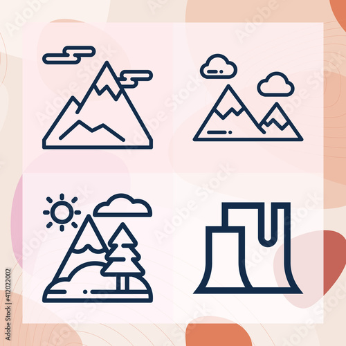 Simple set of hills related lineal icons