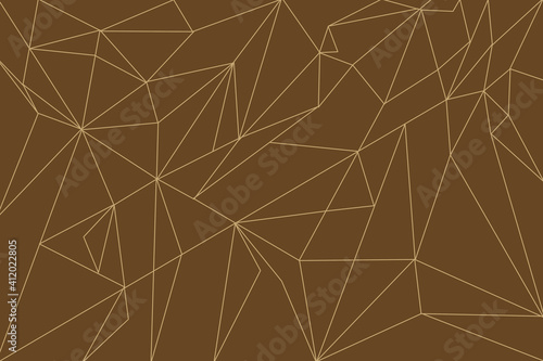 neural  social network  golden lines  triangles  brown modern technology background  the basis for the designer