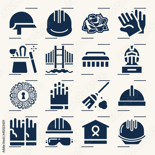 Simple set of gloves related filled icons.