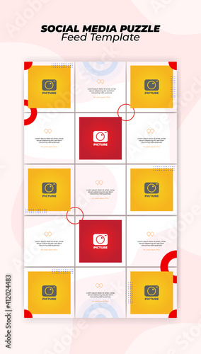 Modern and Full Color Social Media Puzzle Feed Template for an interesting sales concept