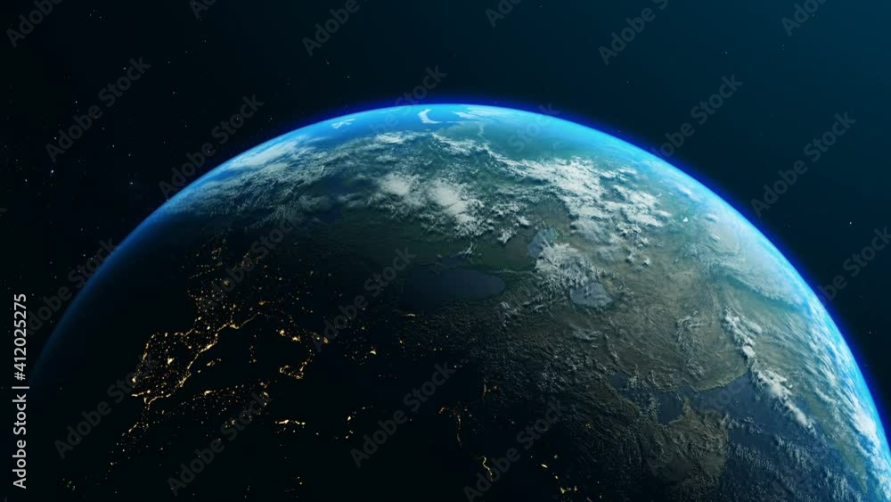Planet Earth in the rays of the sun, going from night to day with cloud formations and city lights. 3D animation with detailed satellite map of NASA. 4k Planet Earth in the rays of the sun, going from night to day with cloud formations and city lights. 3D animation with detailed satellite map of NASA. 4k