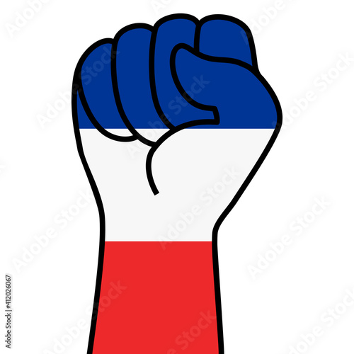 Fototapeta Raised french fist flag