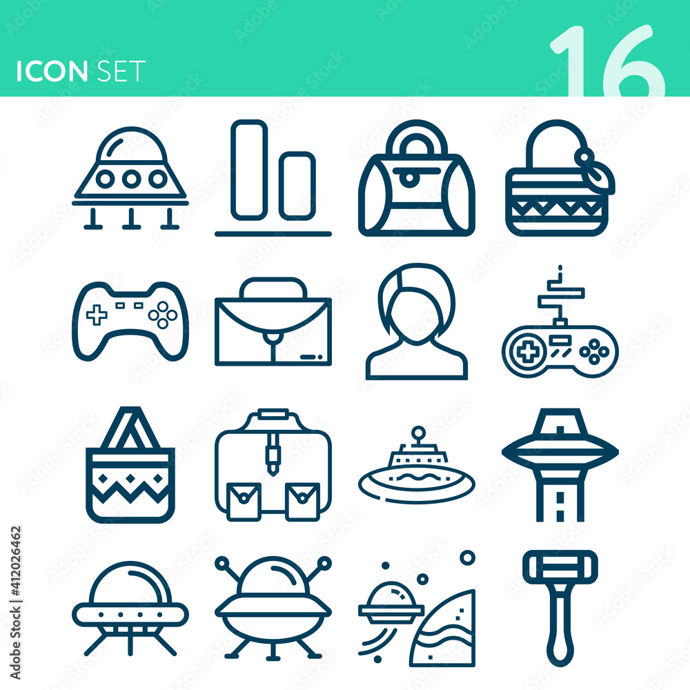 Simple set of 16 icons related to fairly Simple set of 16 icons related to fairly