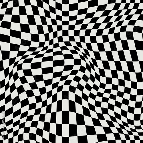 DISTORTED CHECKERED PATTERN. VECTOR SEAMLESS PATTERN