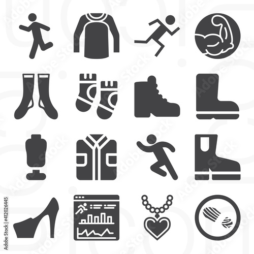 16 pack of shoes  filled web icons set