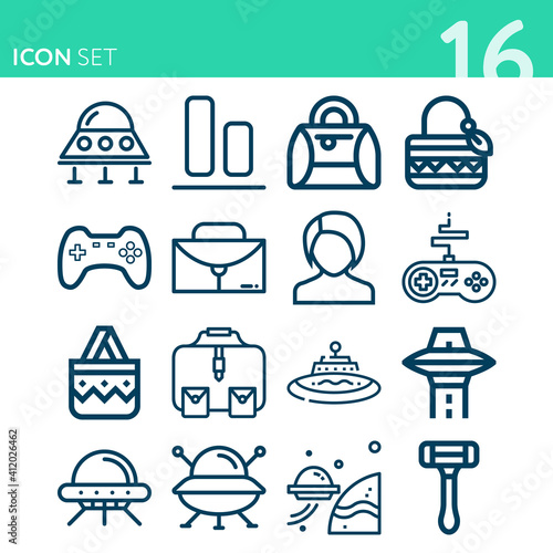 Simple set of 16 icons related to fairly