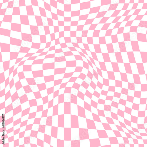 3D DISTORTED CHECKERED PATTERN. VECTOR SEAMLESS PATTERN