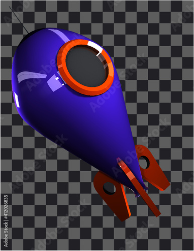 Foguete 3D Simples PNG para Manipulação 
