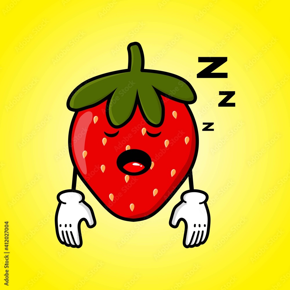 Obraz premium cute strawberry cartoon mascot character