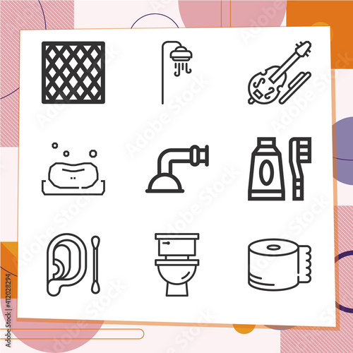 Simple set of 9 icons related to dual