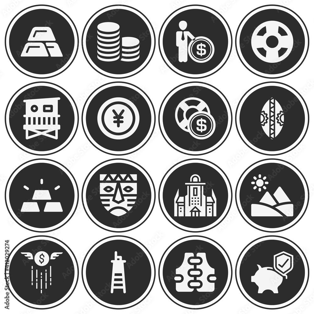 16 pack of guinea  filled web icons set