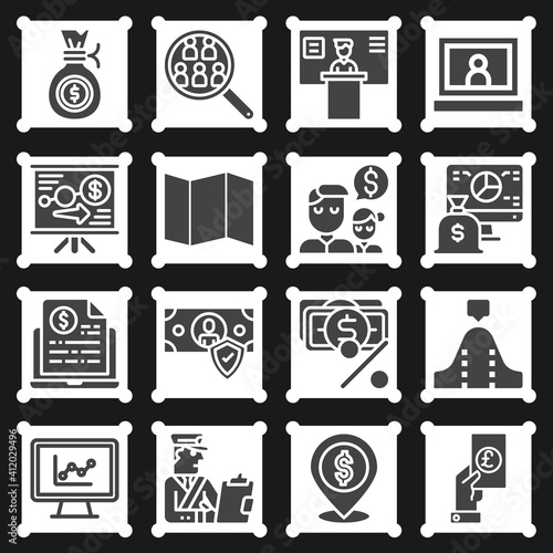 16 pack of patronage  filled web icons set