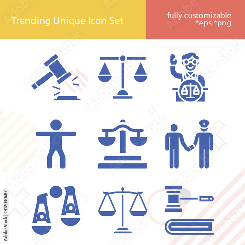Simple set of judicial related filled icons.