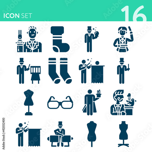Simple set of 16 icons related to grammatical gender