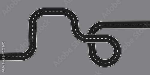 Zigzag road gray background. Track without pins.The highway is winding. Stock image. EPS 10.