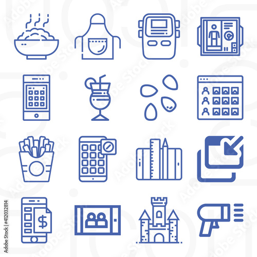 16 pack of access  lineal web icons set