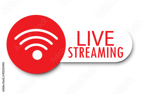 Live streaming, broadcasting, online stream. Camera icon. Social media live button. Technology background. Stock image. EPS 10.