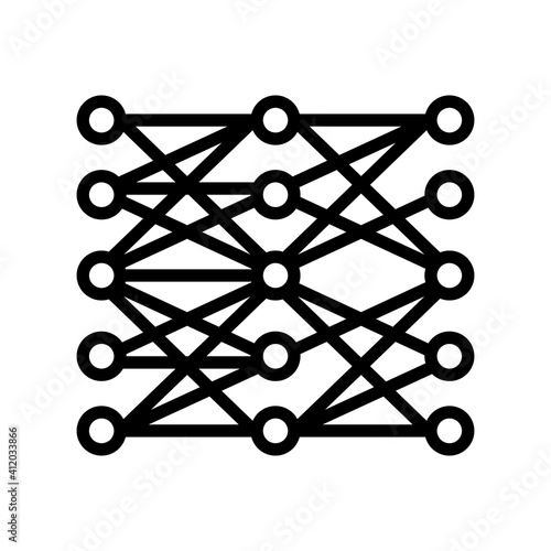 multilayer neural network line icon vector. multilayer neural network sign. isolated contour symbol black illustration