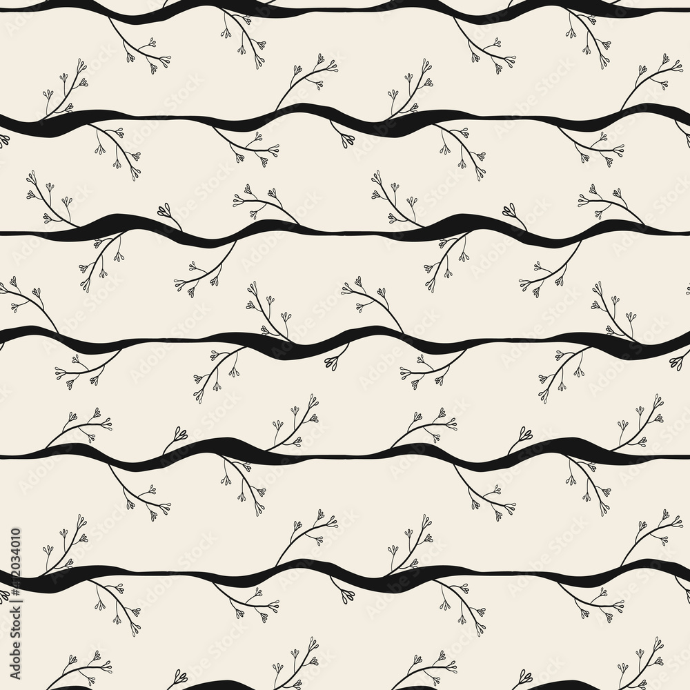 seamless fabric pattern background with monochrome line from ivy plant seamless fabric pattern background with monochrome line from ivy plant