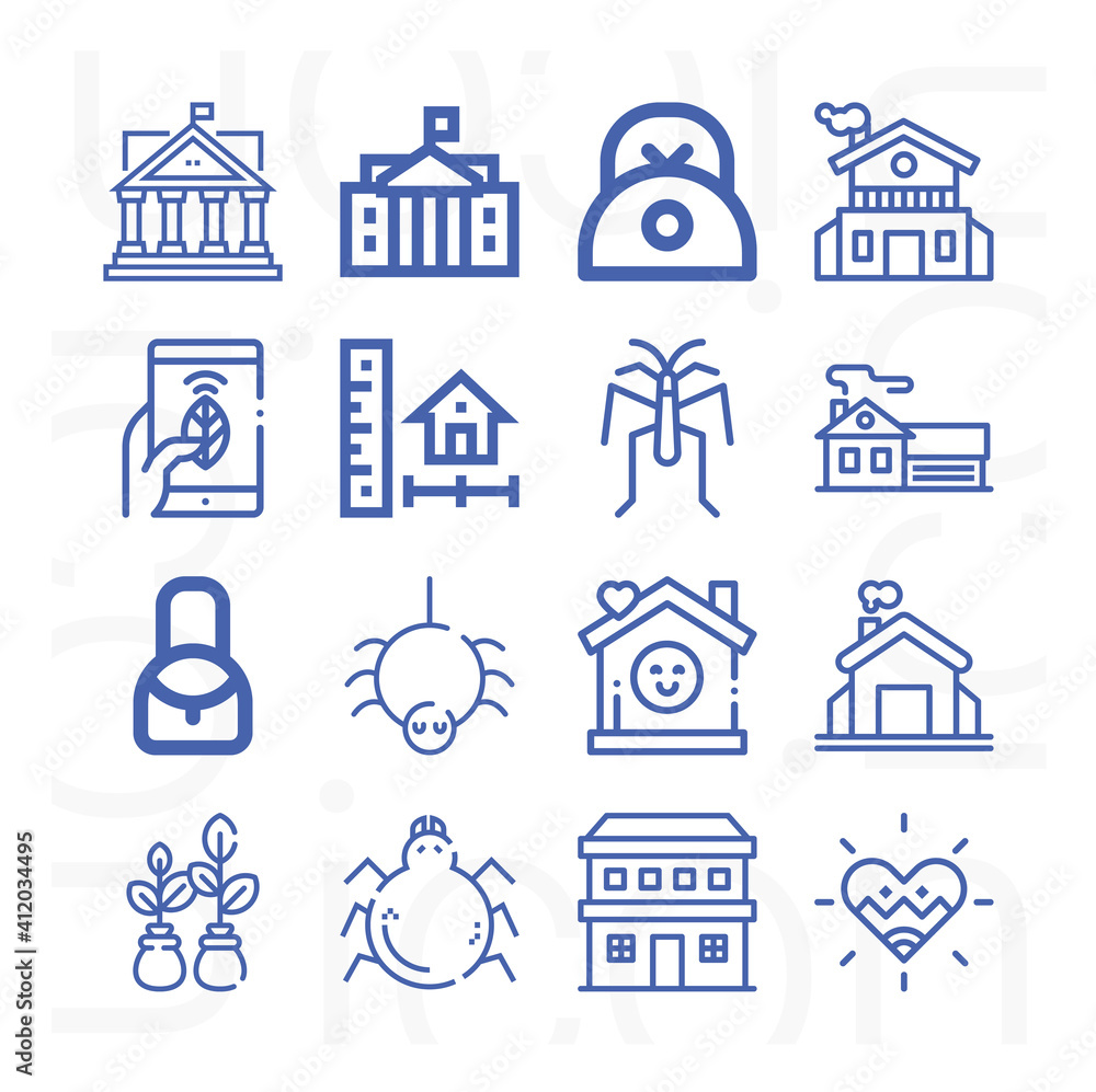 16 pack of barn  lineal web icons set