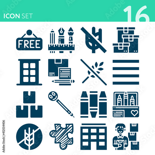 Simple set of 16 icons related to exempt
