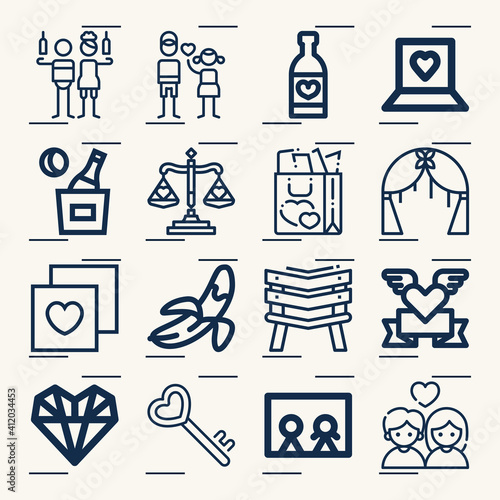 Simple set of affair related lineal icons.