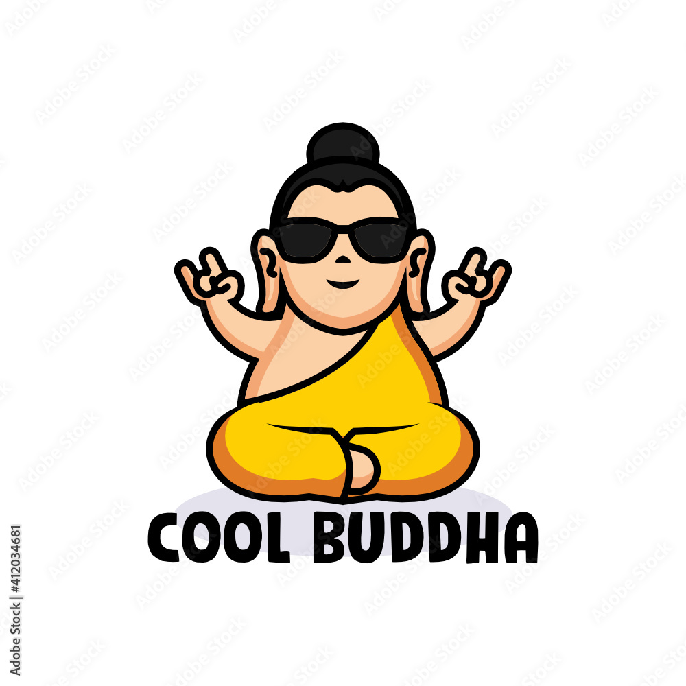 Cute cool Buddha mascot logo design 