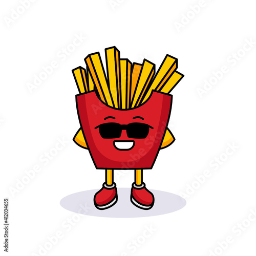 Cute fries fast-food mascot design