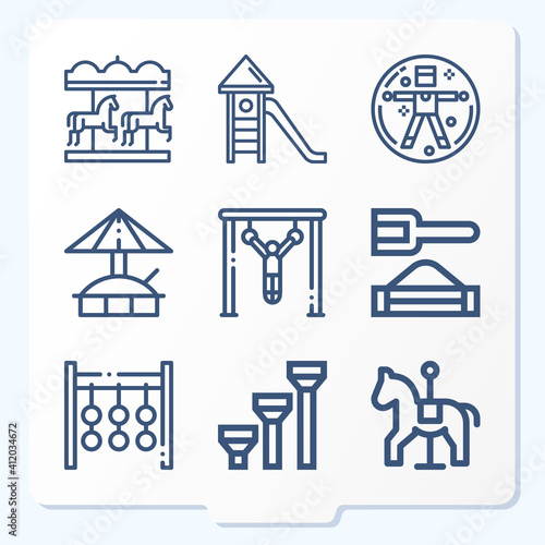 Simple set of 9 icons related to playground