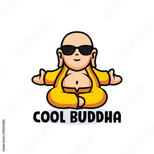 Cute cool Buddha mascot logo design 