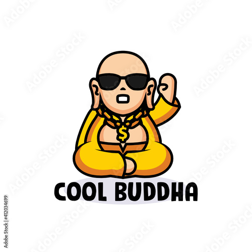 Cute cool Buddha mascot logo design 