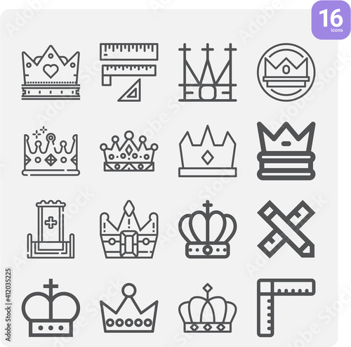 Simple set of monarch related lineal icons.