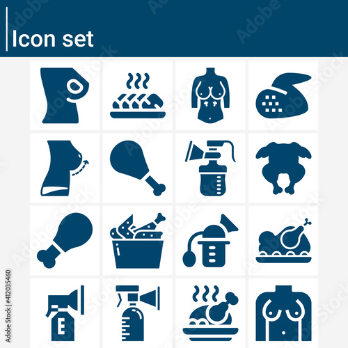 Simple set of white meat related filled icons.