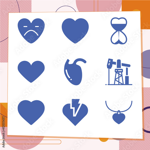Simple set of 9 icons related to coronary artery