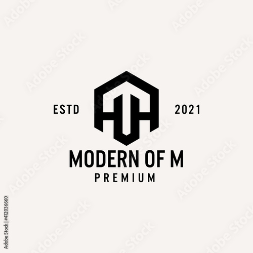 Vector Template Initials of M, Modern, Future, Hexagon