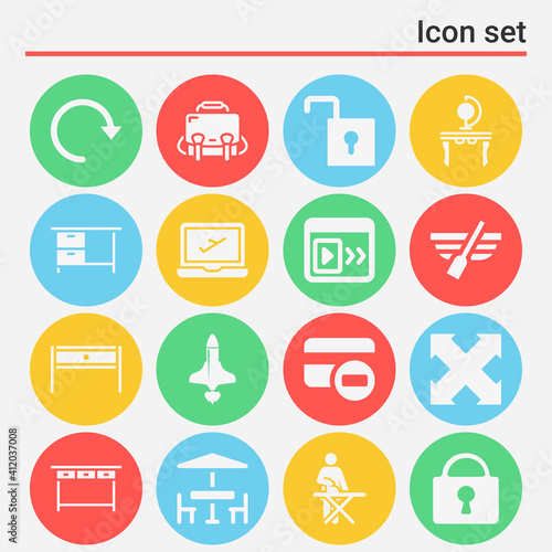 16 pack of deck filled web icons set