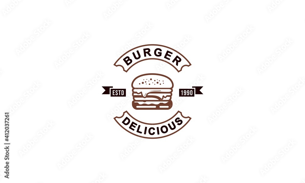 burger sale illustration logo on white background