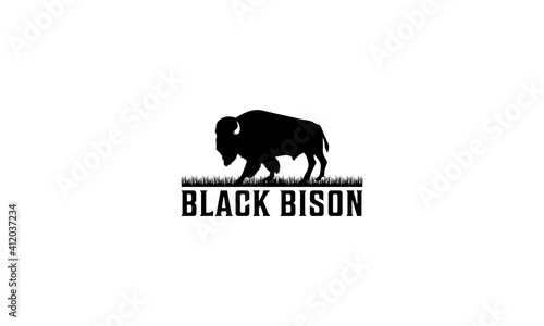 Black bison logo on white background