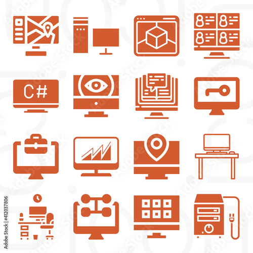 16 pack of screen background  filled web icons set