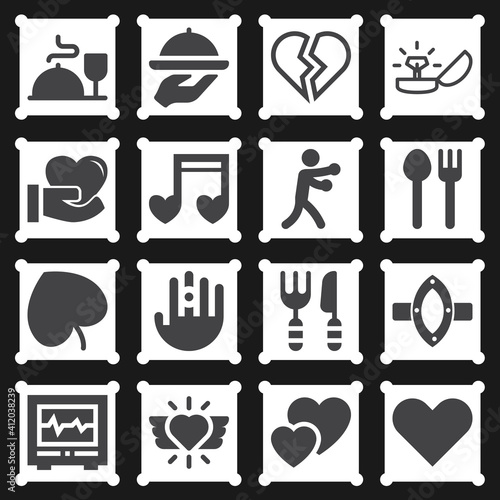 16 pack of romance filled web icons set
