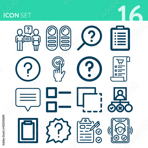 Simple set of 16 icons related to yes