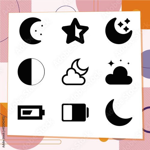 Simple set of 9 icons related to simple fraction