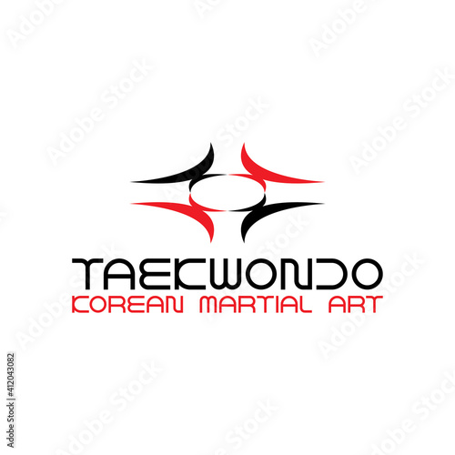 TAEKWONDO Korean martial art school logo design vector