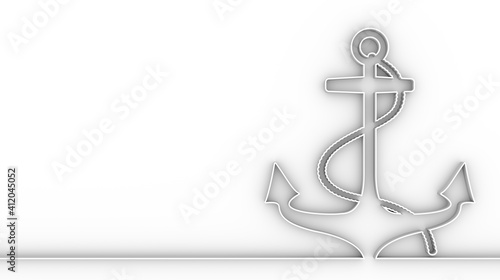 Sea travel, industry and journey concept. Thin line style anchor. 3D rendering