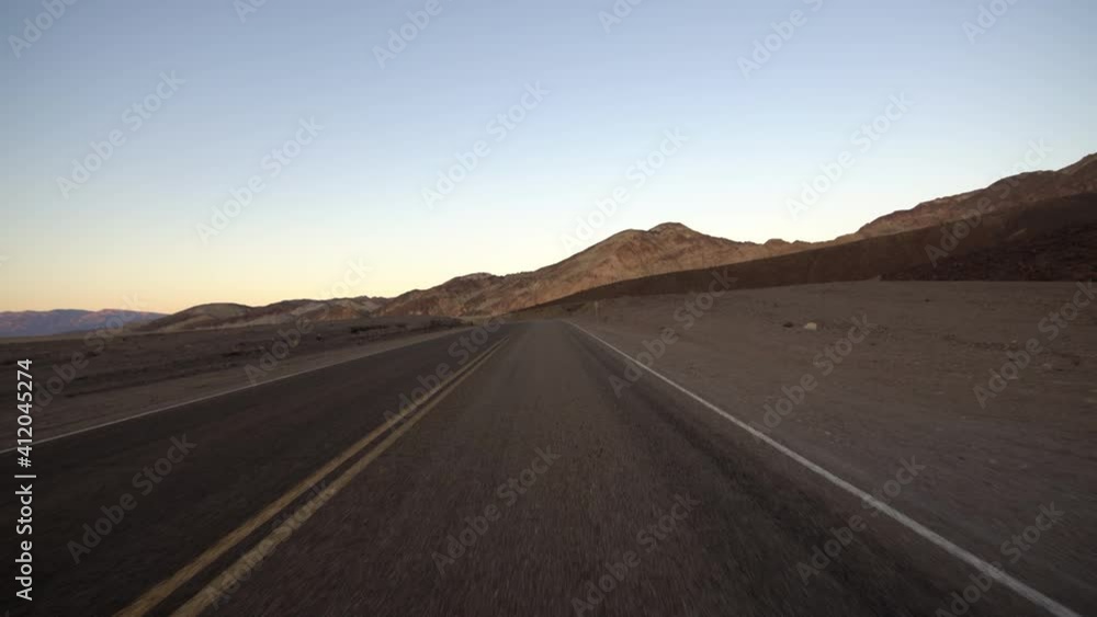 Death Valley Driving Plate Badwater Rd Northbound Dusk 03 Mojave Desert California USA Death Valley Driving Plate Badwater Rd Northbound Dusk 03 Mojave Desert California USA