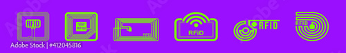 set of rfid cartoon icon design template with various models. vector illustration isolated on purple background