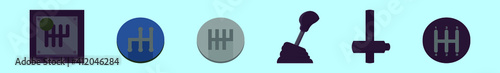 set of gearbox cartoon icon design template with various models. vector illustration isolated on blue background