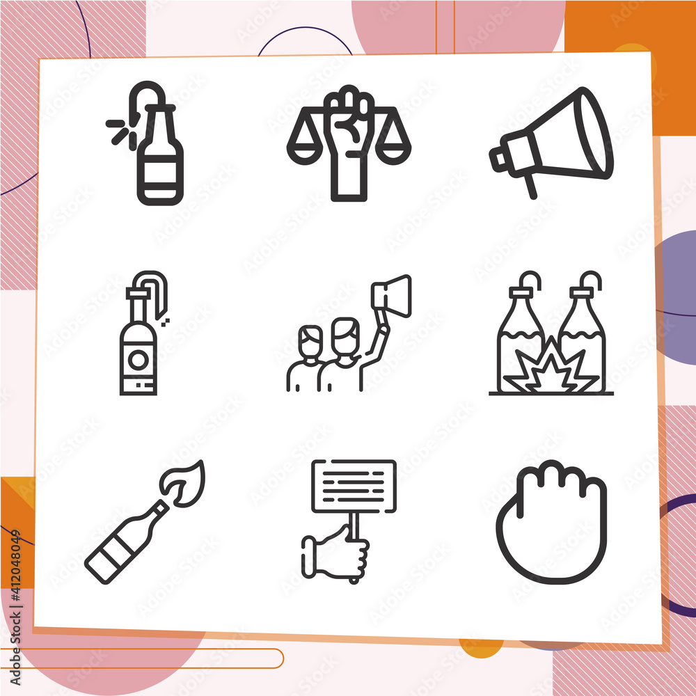 Simple set of 9 icons related to rebel Simple set of 9 icons related to rebel