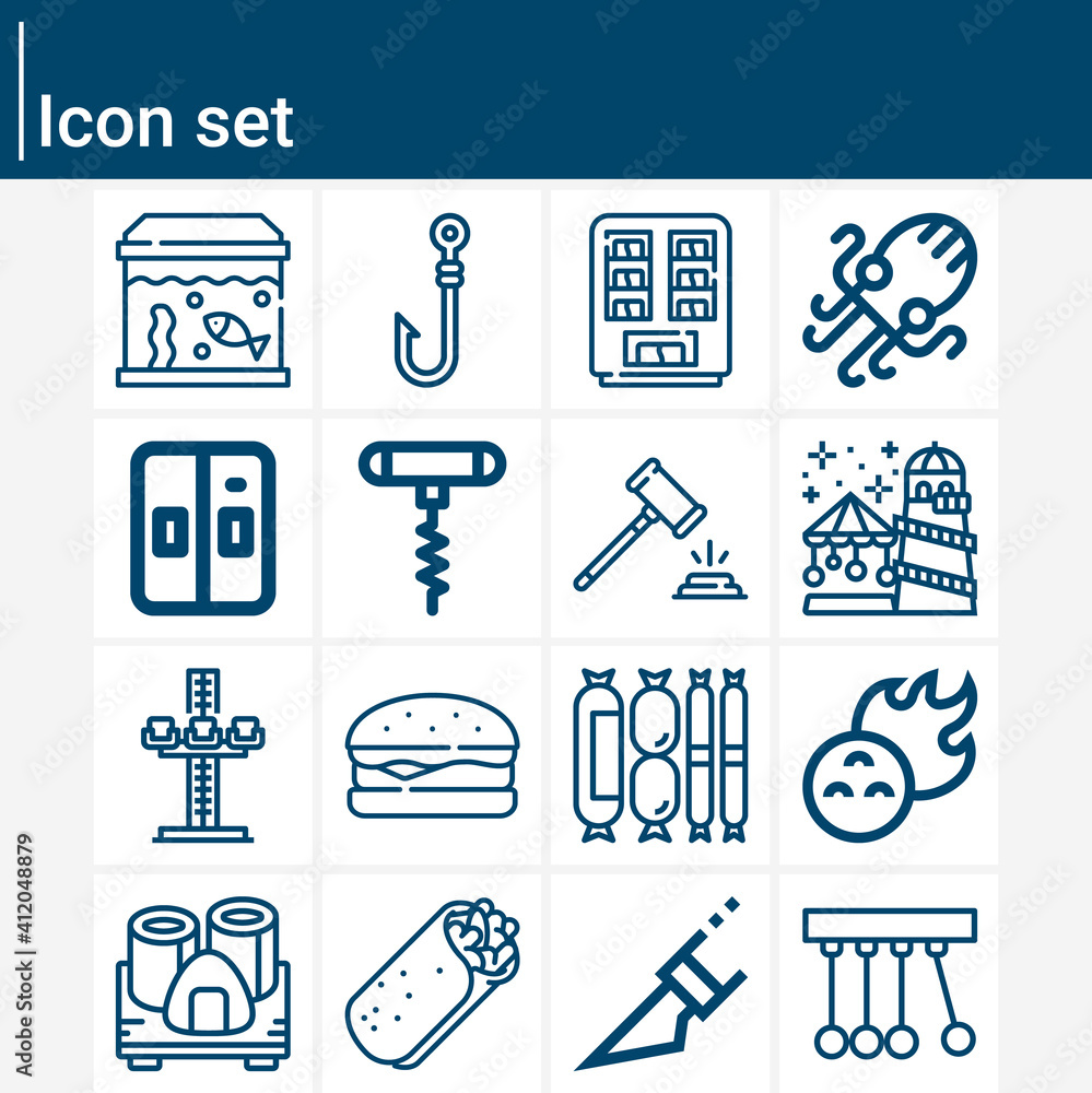 Fototapeta premium Simple set of swing related lineal icons.